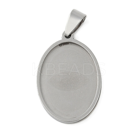 Non-Tarnish 201 Stainless Steel Pendant Cabochon Settings STAS-L279-012P-02-1