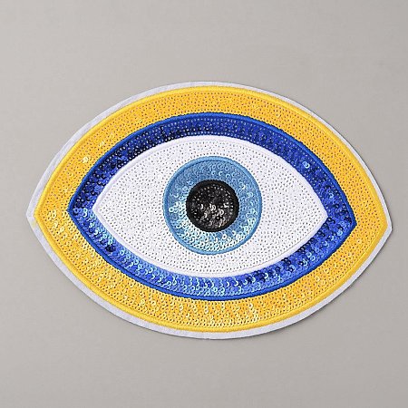 Polyester Sequin Evil Eye Appliques DIY-WH0366-79A-1