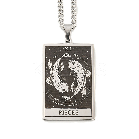Non-Tarnish 304 Stainless Steel Tarot Pendant Necklaces NJEW-A026-01P-12-1