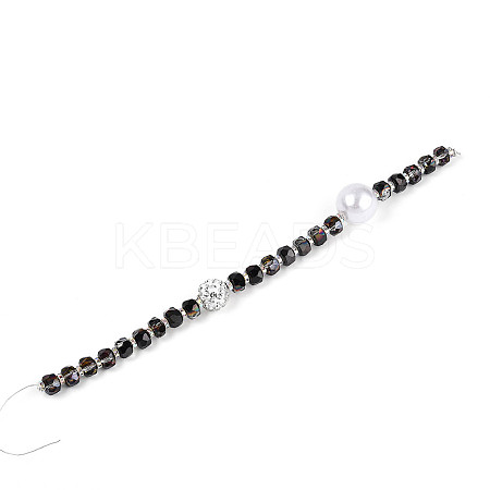 Acrylic & Glass & ABS Plastic Pearl & Alloy & Polymer Clay Pave Rhinestone Beads Strands MAK-T011-08A-1
