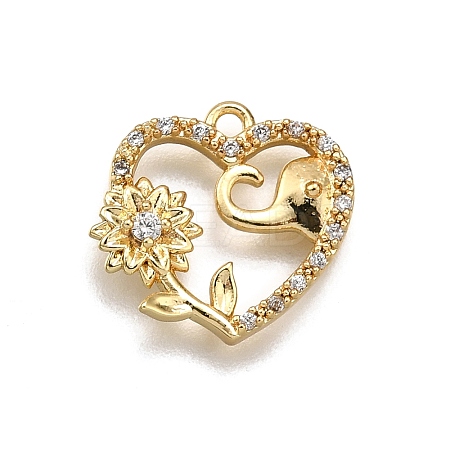 Brass Micro Pave Clear Cubic Zirconia Pendants LS-KK-G530-01C-G-1