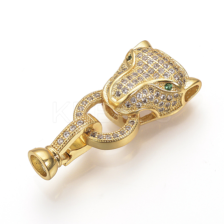 Brass Micro Pave Cubic Zirconia Fold Over Clasps ZIRC-S058-02G-1