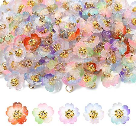 100Pcs Luminous & Two Tone Transparent Resin Charms PALLOY-CJ00112-1