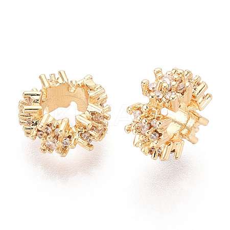 Brass Micro Pave Clear Cubic Zirconia European Beads KK-N275-05G-1