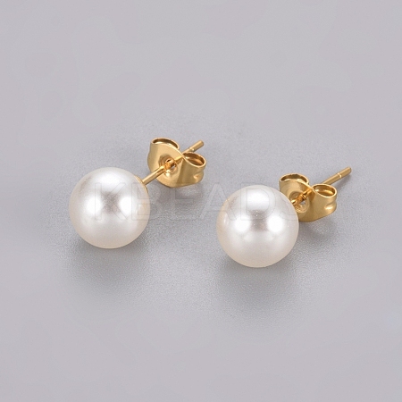 Plastic Imitation Pearl Stud Earrings STAS-D0001-03-G-1