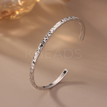 925 Sterling Silver Cuff Bangles for Women BJEW-A037-01P-1