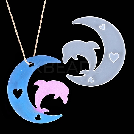 DIY Animal on the Crescent Moon Big Pendant Silhouette Silicone Molds LS-DIY-F125-04-1