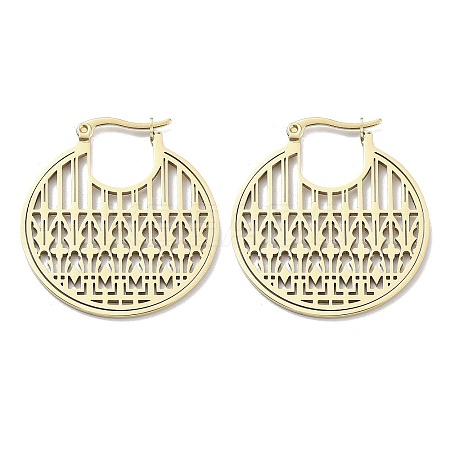 304 Stainless Steel Hollow Round Hoop Earrings for Women LS-EJEW-R156-10G-1