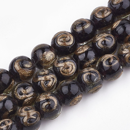 Handmade Gold Sand Lampwork Beads LAMP-T006-06A-1
