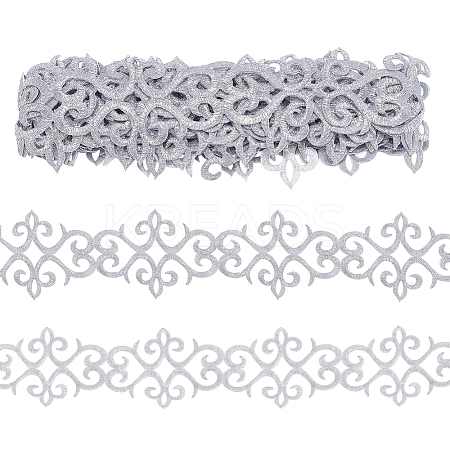 Polyester Floral Embroidery Lace Trim OCOR-WH0079-89-1