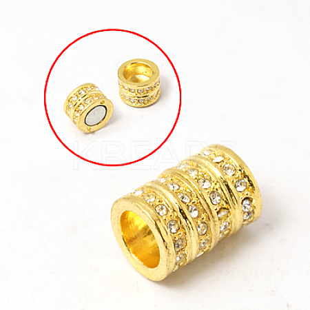 Alloy Rhinestone Magnetic Clasps with Glue-in Ends RB-C1613-10x14mm-01G-1