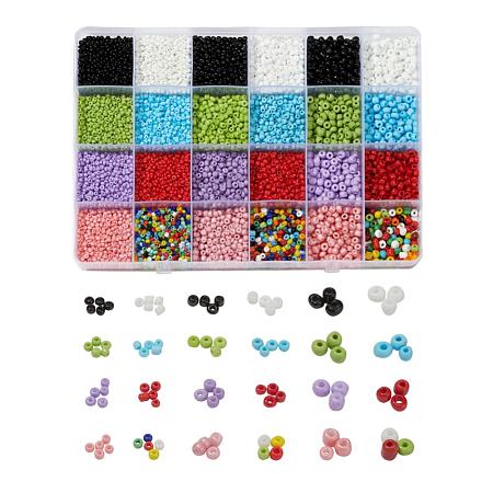 24 Style Opaque Colours Seed & Baking Paint Glass Round Seed Beads SEED-YW0001-29-1