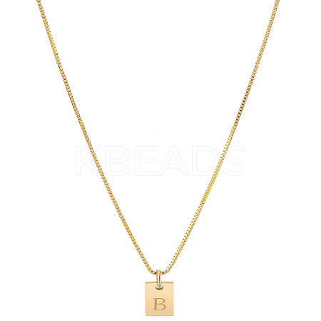 1Pc Stainless Steel Letter Rectangle Pendant Necklaces NJEW-LP0001-34B-G-1