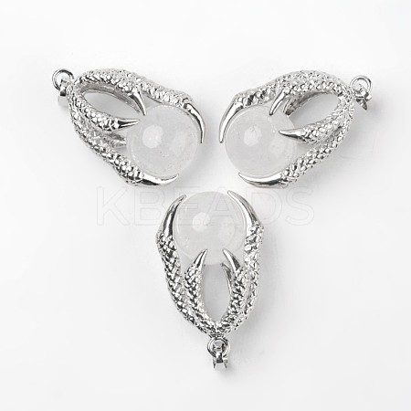 Eagle Claw Alloy Natural Quartz Crystal Pendants G-L455-A03-1