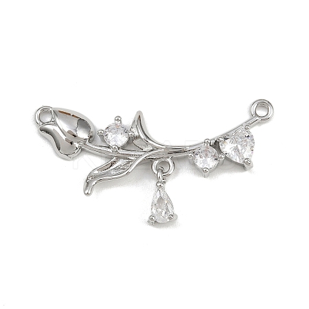 Brass Pave Clear Cubic Zirconia Links Connector Charms KK-K407-28P-1