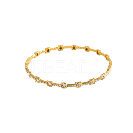 304 Stainless Steel Cubic Zirconia Bangles STAS-OY009-18G-1