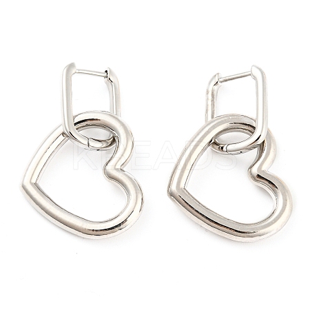 Rack Plating Brass Heart Dangle Hoop Earrings EJEW-K245-32P-1