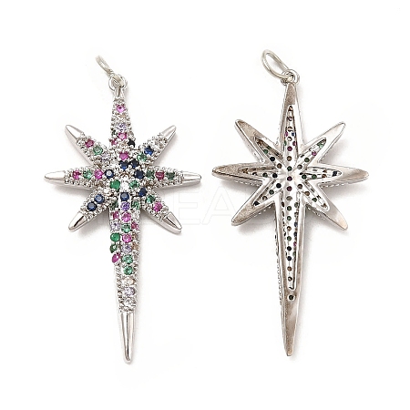 Brass Micro Pave Cubic Zirconia Pendants KK-E068-VB449-1