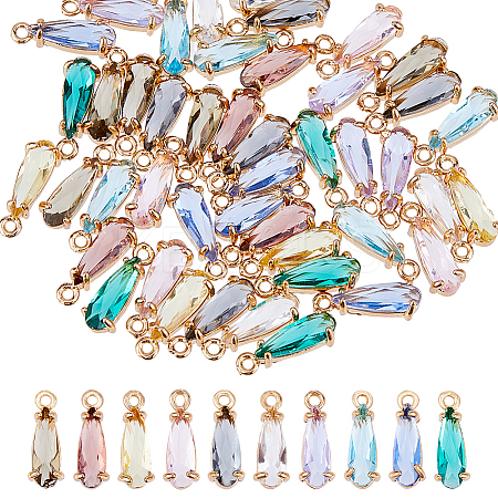 50Pcs 10 Colors Faceted Glass Charms GLAA-HS0001-08-1