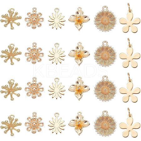 SUPERFINDINGS 24Pcs 6 Style Brass Charms KK-FH0003-86-1