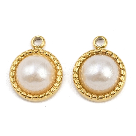 304 Stainless Steel ABS Imitation Pearl Charms STAS-Z166-21A-G-1