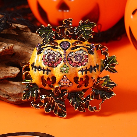 Halloween Alloy Enamel Pumpkin Brooches for Women SC0855-2-1