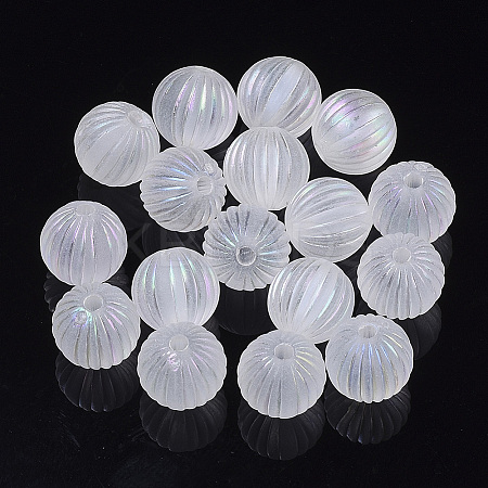 Transparent Corrugated Melon Acrylic Beads LS-X-TACR-R142-01-1