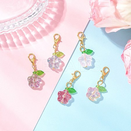 Flower Glass Pendant Decorations HJEW-JM03336-1