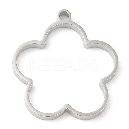 Non-Tarnish 304 Stainless Steel Open Back Bezel Flower Pendants STAS-Z040-13P-1
