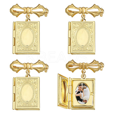 4Pcs Brass Locket Pendants Brooches JEWB-CA00011-1