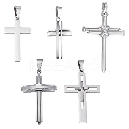 5Pcs 5 Styles 304 Stainless Steel Pendants STAS-PH0006-82-1