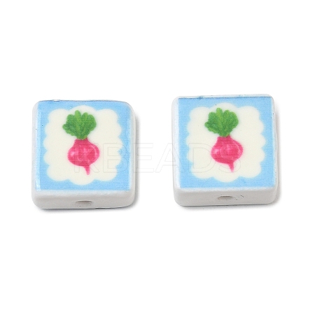 Printed Handmade Porcelain Beads PORC-G016-04P-1