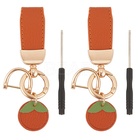 2Pcs Alloy PU Leather Pendant Keychain AJEW-SP0002-36-1