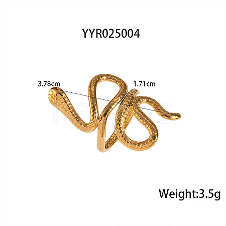 304 Stainless Steel Snake-Shaped Cuff Rings for Women FT0606-4-1