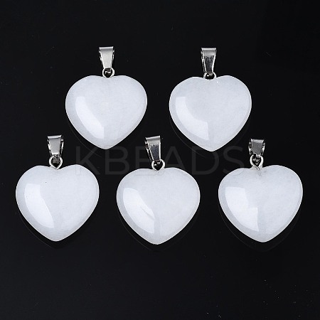 Heart Natural White Jade Pendants LS-X-G-Q438-01-1