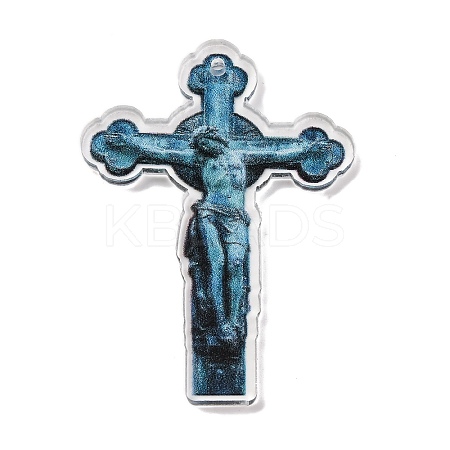 Opaque Acrylic Cross Theme Pendants OACR-I010-04D-1
