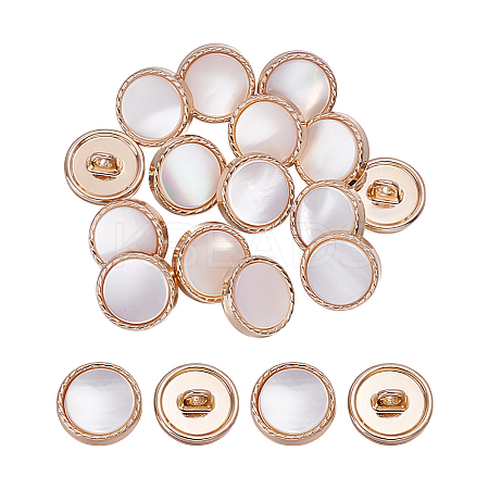 16Pcs 1-Hole Shell Alloy Shank Buttons BUTT-NB0002-03KCG-1