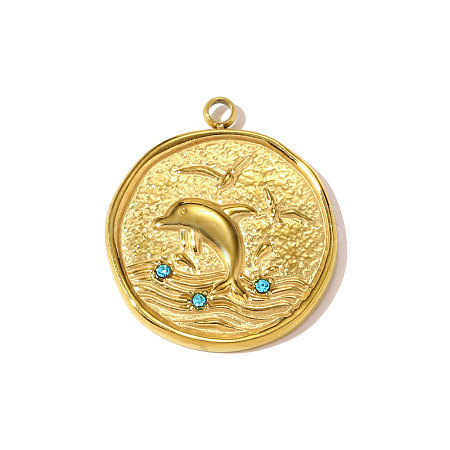 304 Stainless Steel Rhinestone Pendants STAS-OY010-23G-1