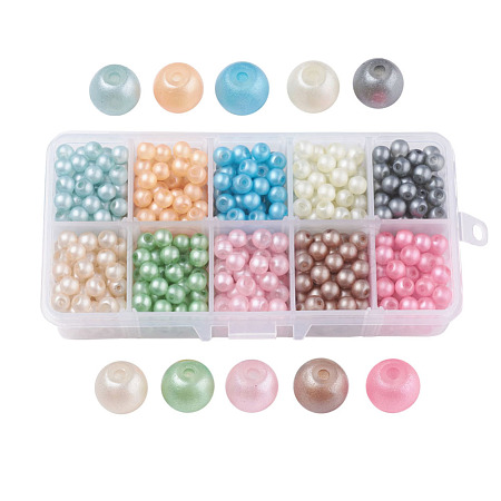 10 Colors Opaque Spray Painted Glass Beads DGLA-JP0001-06-6mm-1