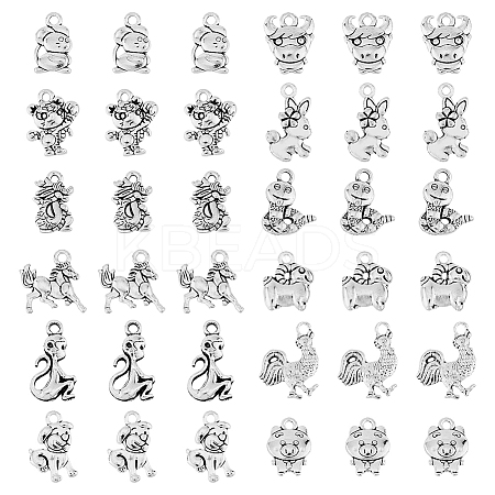 96Pcs 12 Styles Tibetan Style Alloy Pendants FIND-FH0008-52-1