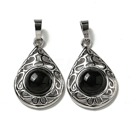 Natural Obsidian Pendants G-Q158-05P-24-1