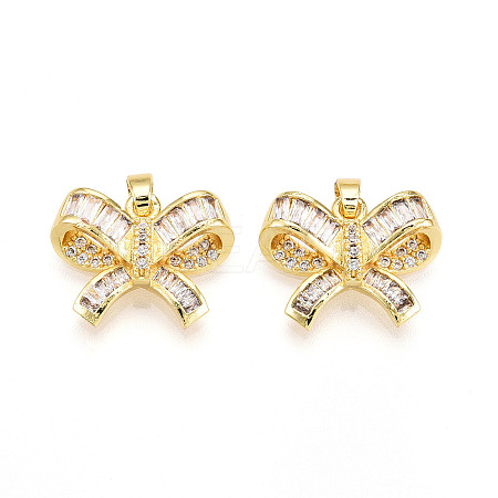 Brass Micro Pave Cubic Zirconia Pendants KK-N257-45G-1