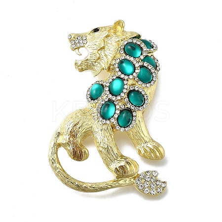 Lion Rhinestones Pins JEWB-M051-04G-1