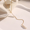 Natural Keshi Pearl Stick Pendant Stainless Steel Long Y Necklaces for Women SV1483-1