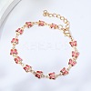 Brass Glass Link Chain Bracelets for Women WGAE243-07-1
