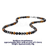 Synthetic Non-magnetic Hematite & Natural Tiger Eye & Obsidian Round Beaded Necklaces for Men YX5918-1-3