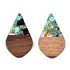 Transparent Resin and Walnut Wood Pendants RESI-T057-06J-2