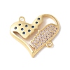 Brass Micro Pave Cubic Zirconia Heart Connector Charms KK-A252-28G-06-1