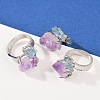 Nuggets Natural Amethyst & Aquamarine Open Cuff Rings RJEW-K286-12P-02-1
