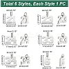 6Pcs 6 Style 316 Surgical Stainless Steel Charms STAS-UN0040-38P-5